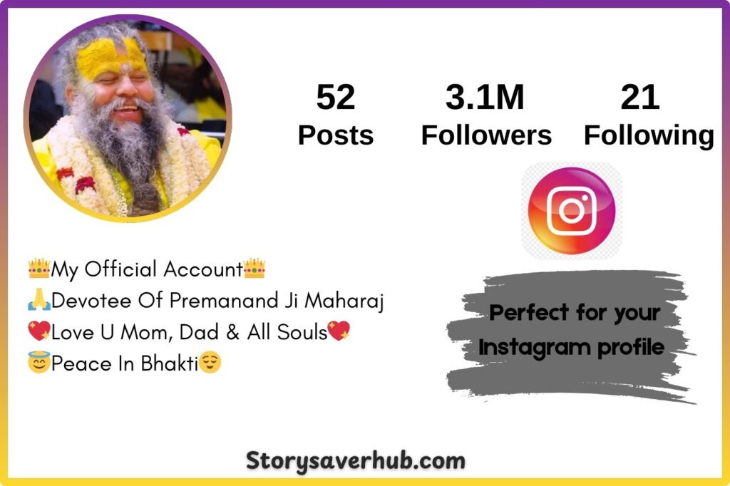 Premanand ji Maharaj Instagram Bio
