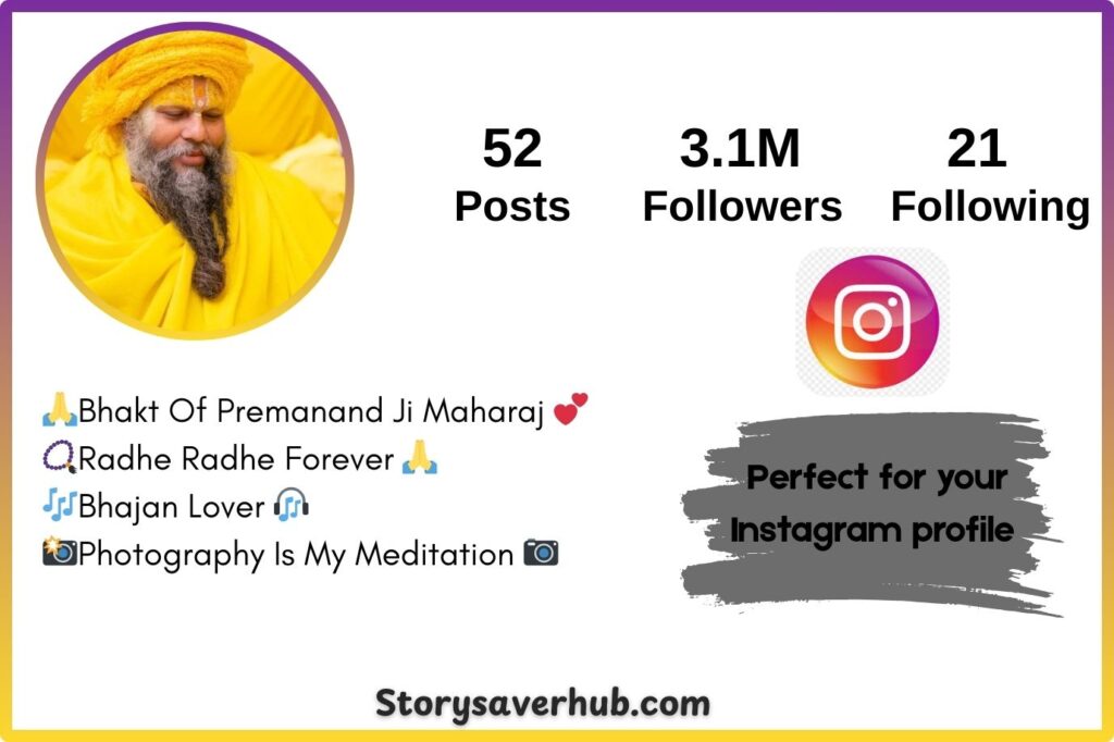 Bio for Instagram Premanand ji Maharaj