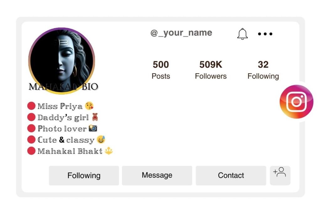 Stylish Mahakal bio for Instagram